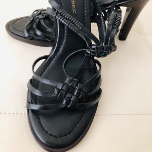 Leather high heel sandals